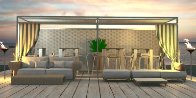 Павильон металлический с навесом и шторами ReeHouse Gala алюминий, полиэстер Фото 1