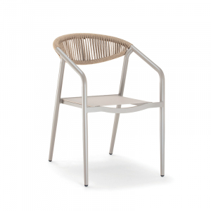 Кресло плетеное текстиленовое Grattoni Maui алюминий, роуп, текстилен тортора, шампанское Фото 4