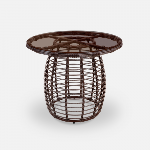 Стол плетеный обеденный ReeHouse Lotus алюминий, искусственный ротанг, стекло шоколад металлик, бронза Фото 5