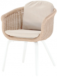 Кресло плетеное с подушками Grattoni Melrose алюминий, искусственный ротанг, олефин белый, натуральный, бежевый Фото 1