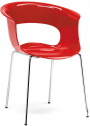 Кресло пластиковое Scab Design Miss B Antishock сталь, поликарбонат хром, красный Фото 1