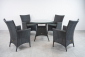 Стол плетеный обеденный ReeHouse Kipr алюминий, искусственный ротанг, стекло черный металлик Фото 4