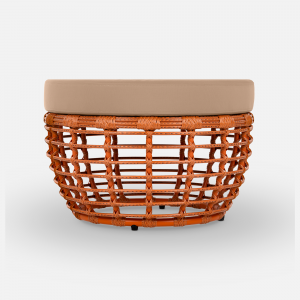 Пуф плетеный с подушкой ReeHouse Lotus алюминий, искусственный ротанг, олефин африканский закат, капучино Фото 5