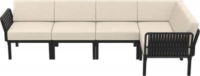 Комплект пластиковой мебели Siesta Contract Portofino Lounge Corner стеклопластик, полипропилен, полиэстер черный, бежевый Фото 5