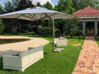 Зонт профессиональный 2.9х2.9 м Scolaro Astro Titanium алюминий, акрил титан, слоновая кость Фото 2