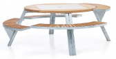 Стол деревянный со скамейками Extremis Gargantua сталь, ироко Фото 4