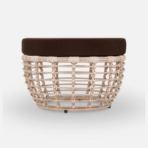 Пуф плетеный с подушкой ReeHouse Lotus алюминий, искусственный ротанг, олефин ирбис, коричневый Фото 5