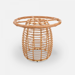 Стол плетеный обеденный ReeHouse Lotus алюминий, искусственный ротанг, стекло индийское дерево, бронза Фото 6