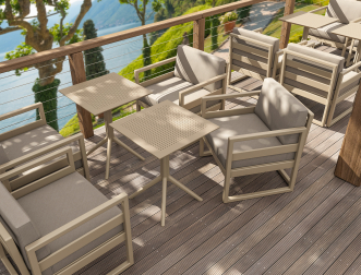 Стол пластиковый складной Sky Folding Table 60, бежевый, 600х600х740 мм