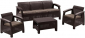 Комплект плетеной пластиковой мебели Afina Yalta 3set AFM-1030A Brown пластик с имитацией плетения коричневый Фото 1