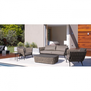 Стол плетеный журнальный Garden Relax Xilos алюминий/полиэтилен серый Фото 6
