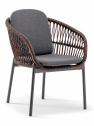 Кресло плетеное с подушками Grattoni Elba алюминий, роуп, олефин антрацит, коричневый, темно-серый Фото 4
