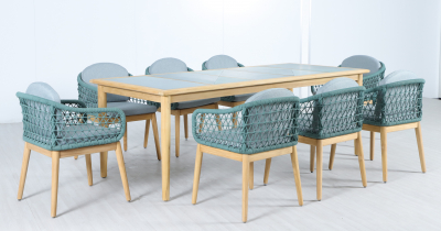 Кресло деревянное с подушками Tagliamento Cambria тик, алюминий, роуп, олефин натуральный, мальмо Фото 15