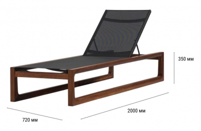 Шезлонг-лежак деревянный GARDENIUS Deep Textile ироко, текстилен Фото 2