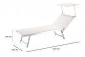 Пляжный шезлонг с козырьком Tagliamento алюминий, текстилен белый Фото 2