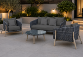 Комплект плетеной мебели Tagliamento Jura акация, алюминий, искусственный ротанг, полиэстер серый, антрацит Фото 3