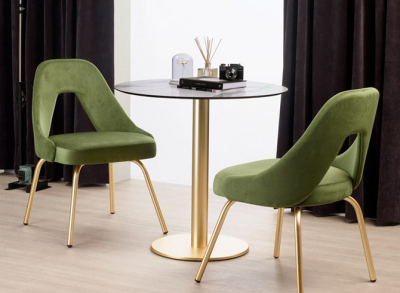 Стул с обивкой Scab Design Me metal frame сталь, вельвет сатинированная латунь, зеленый Фото 4
