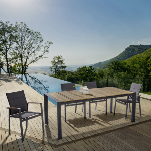 Стол деревянный обеденный Garden Relax Elias алюминий, ДПК антрацит, тик Фото 4