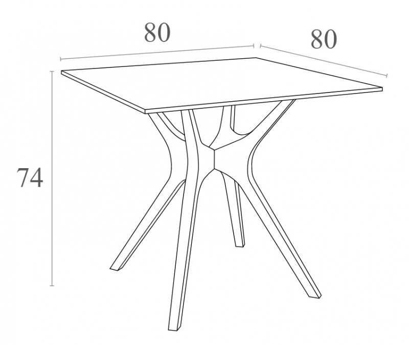 Стол пластиковый Ibiza Table 80, коричневый, 800х800х740 мм