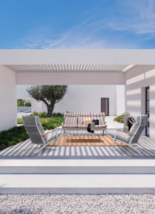Комплект плетеной лаунж мебели Garden Relax Ibisco алюминий, роуп, тик, олефин, стекло белый Фото 12