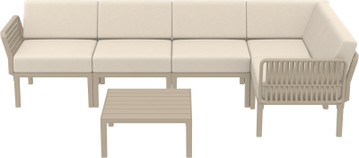 Комплект пластиковой мебели Siesta Contract Portofino Lounge Corner стеклопластик, полипропилен, полиэстер бежевый, бежевый Фото 6