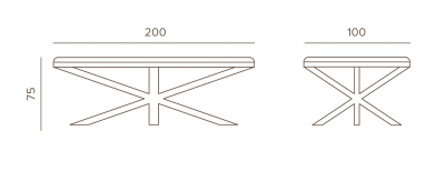 Стол деревянный обеденный Grattoni Cross алюминий, тик антрацит, натуральный Фото 2