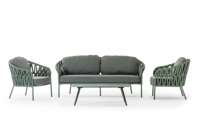 Комплект мягкой мебели Grattoni Victory алюминий, роуп, олефин зеленый Фото 8