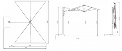 Зонт профессиональный 3х4 м Scolaro Astro Timber алюминий, акрил имитация ироко, слоновая кость Фото 2