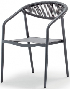 Кресло плетеное текстиленовое Grattoni Maui алюминий, роуп, текстилен антрацит, темно-серый, серебристо-черный Фото 1