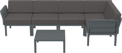 Комплект пластиковой мебели Siesta Contract Portofino Lounge Corner стеклопластик, полипропилен, полиэстер темно-серый, темно-серый Фото 8