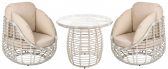 Комплект плетеной мебели ReeHouse Lotus алюминий, искусственный ротанг, олефин, стекло доминикана, бежевый, белый сатин Фото 1
