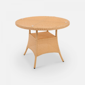 Стол плетеный обеденный ReeHouse Kipr алюминий, искусственный ротанг, стекло индийское дерево Фото 5