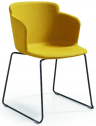 Кресло на полозьях с обивкой MIDJ Calla P M_T TS сталь, ткань черный, желтый Фото 1