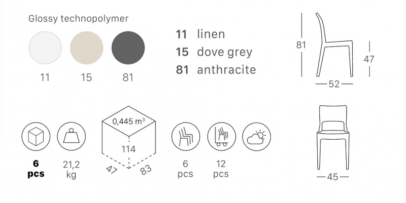 Стул пластиковый Isy Technopolymer, тортора