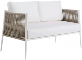 Диван двухместный плетеный с подушками Unopiu Luce алюминий, роуп, акрил cлоновая кость, песочный, латте Фото 1