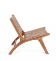 Стул лаунж деревянный с обивкой Garden Relax Joanna тик, натуральная кожа натуральный, тортора Фото 4