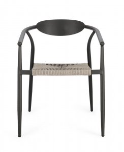 Кресло металлическое плетеное Garden Relax Linares алюминий, роуп угольный Фото 6