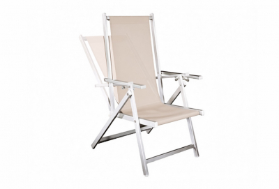 Кресло-шезлонг текстиленовое складное Magnani Marinella алюминий, текстилен серебристый Фото 4