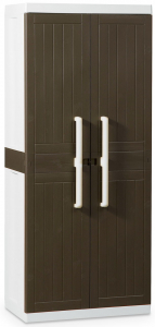 Шкаф пластиковый двухдверный Toomax Wood Line L пластик молочный, коричневый Фото 1