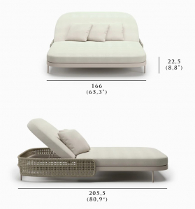 Лаунж-лежак плетеный SNOC Miura Bisque алюминий, роуп, олефин бежевый Фото 2