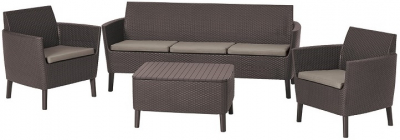 Комплект пластиковой мебели Keter Salemo 3 seater set пластик с имитацией плетения коричневый, серо-бежевый Фото 1