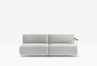 Диван двухместный с левым подлокотником PEDRALI Arki-Sofa сталь, алюминий, тик, ткань белый, серый Фото 4