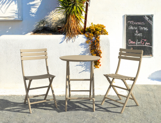 Стол пластиковый складной Helen Folding Table Ø60, бежевый, Ø600х740 мм