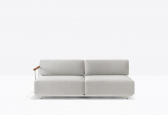 Диван двухместный с правым подлокотником PEDRALI Arki-Sofa сталь, алюминий, тик, ткань белый, серый Фото 4