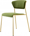 Стул с обивкой Scab Design Lisa сталь, дерево, вельвет сатинированная латунь, зеленый Фото 1