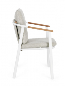 Кресло металлическое с подушками Garden Relax Leonida алюминий, тик, олефин белый Фото 3