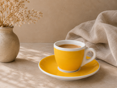 Кофейная пара для эспрессо Ancap Verona Millecolori фарфор желтый, деколь чашка, ручка, блюдце Фото 12