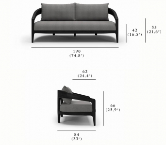 Диван двухместный с подушками SNOC Whale Noche тик, акрил ночь Фото 2