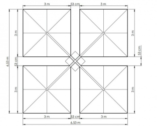Зонт профессиональный четырехкупольный 6.53х6.53 м-thumbs-Фото3