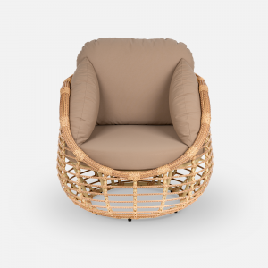 Кресло плетеное с подушками ReeHouse Lotus алюминий, искусственный ротанг, олефин индийское дерево, капучино Фото 7